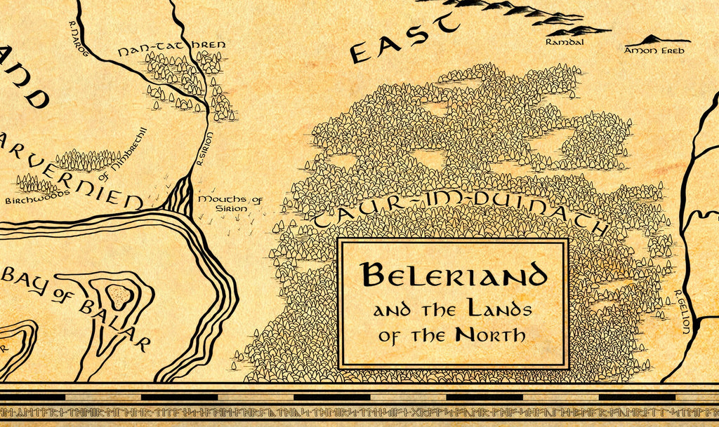 Beleriand Middle Earth Map Poster Print Lord of the Rings Silmarillion Canvas Wall Art Nerdy Tolkien Gifts Fantasy Home Decor