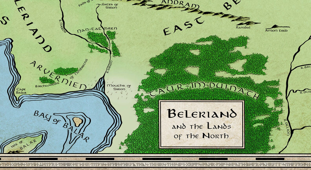 Beleriand Middle Earth Map Poster Print Lord of the Rings Silmarillion Canvas Wall Art Nerdy Tolkien Gifts Fantasy Home Decor