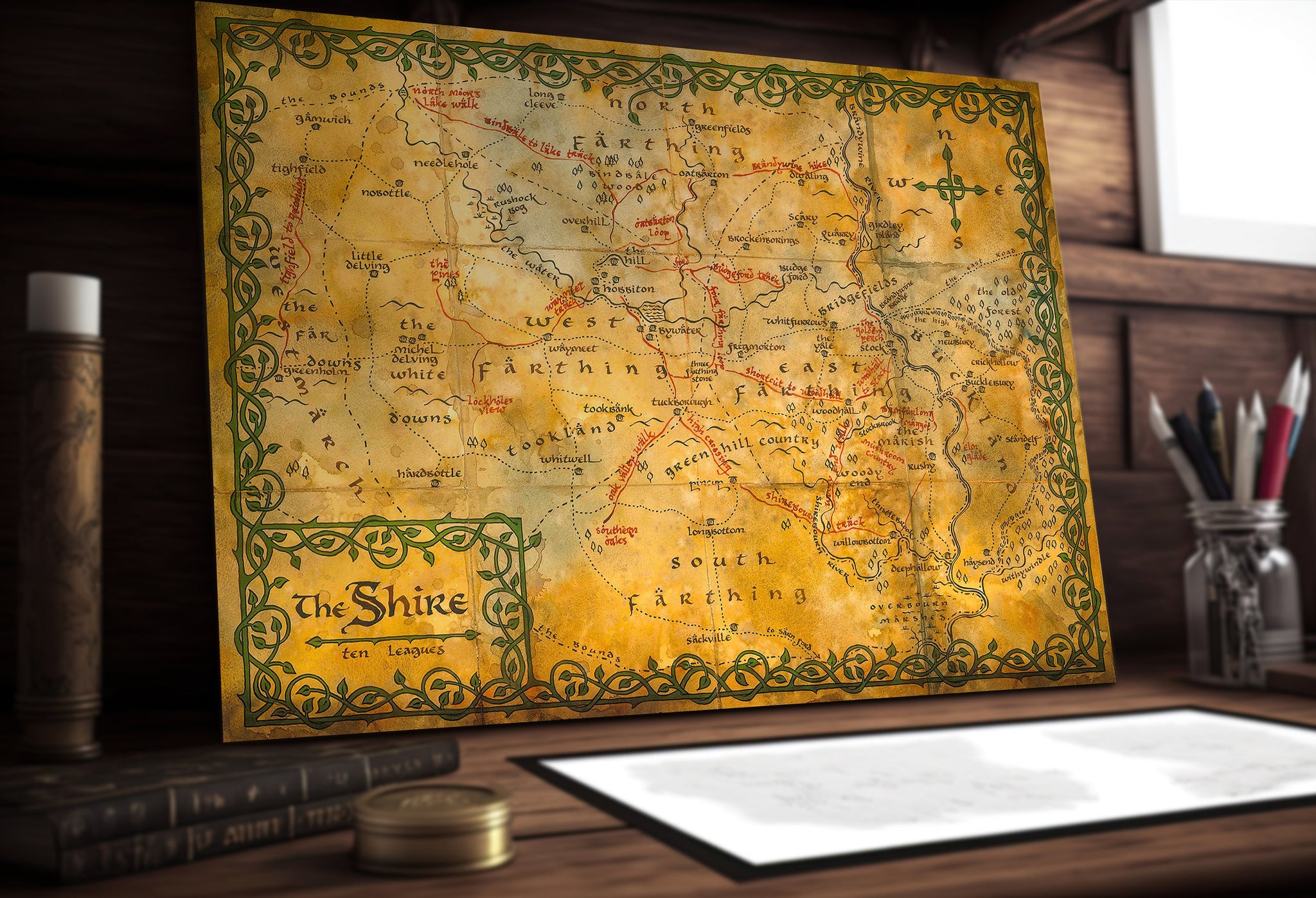 Shire Map Middle Earth Illustration Art Print Lord of the Rings