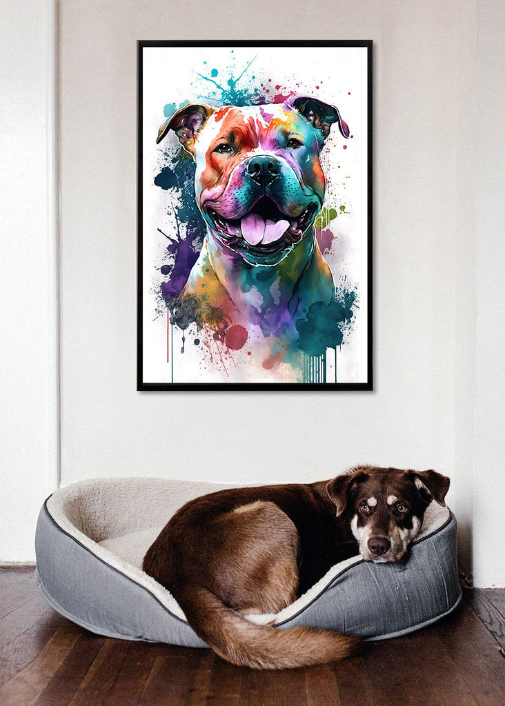 Pit Bull Watercolor Print Cute Pet Keepsake Wall Art Dog Lover Gift Adorable Staffordshire Terrier Home Decor for Puppy Dog Lovers!