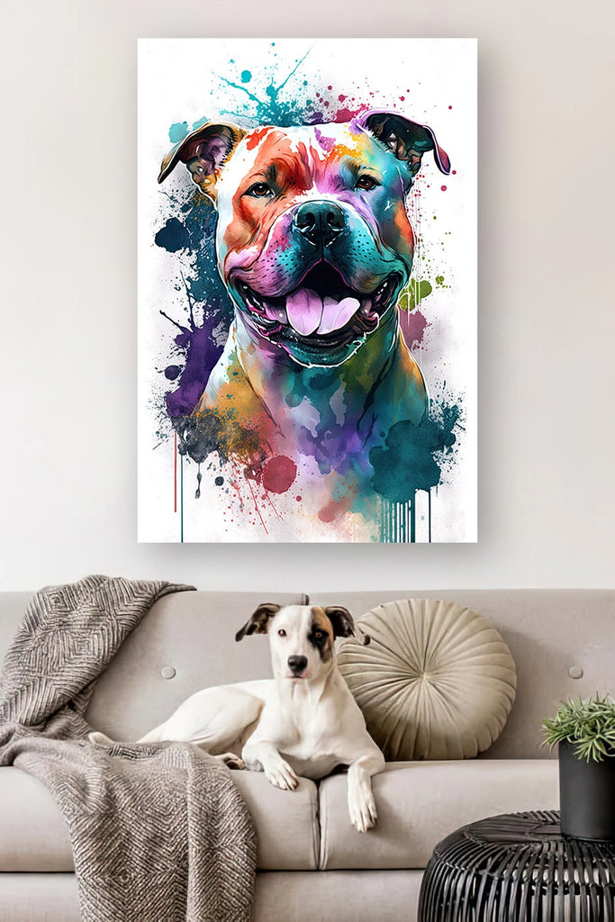 Pit Bull Watercolor Print Cute Pet Keepsake Wall Art Dog Lover Gift Adorable Staffordshire Terrier Home Decor for Puppy Dog Lovers!