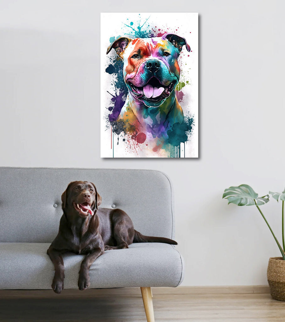 Pit Bull Watercolor Print Cute Pet Keepsake Wall Art Dog Lover Gift Adorable Staffordshire Terrier Home Decor for Puppy Dog Lovers!