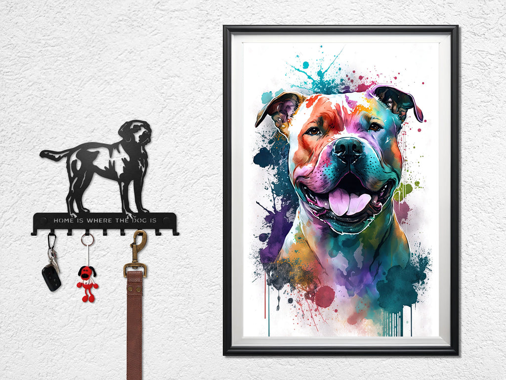 Pit Bull Watercolor Print Cute Pet Keepsake Wall Art Dog Lover Gift Adorable Staffordshire Terrier Home Decor for Puppy Dog Lovers!