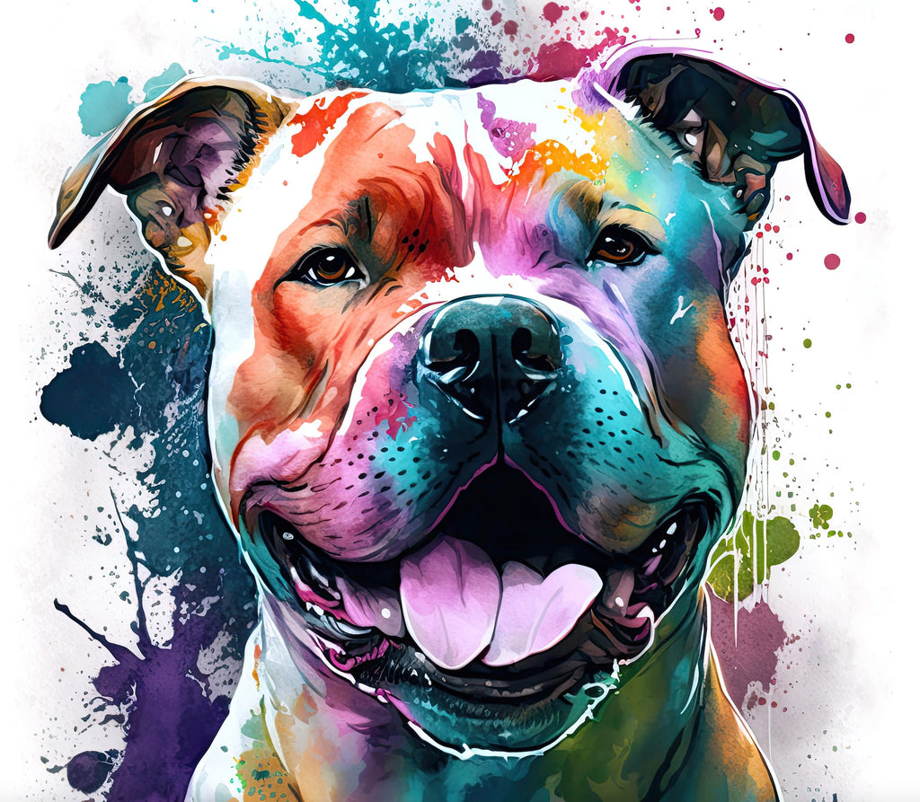 Pit Bull Watercolor Print Cute Pet Keepsake Wall Art Dog Lover Gift Adorable Staffordshire Terrier Home Decor for Puppy Dog Lovers!