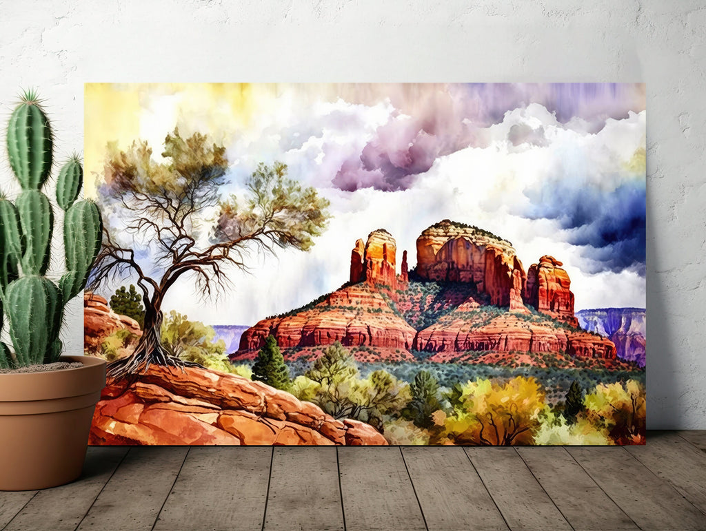 Watercolor Sedona Print Arizona Southwest Wall Art Landscape Art Gift Desert Home Western Decor