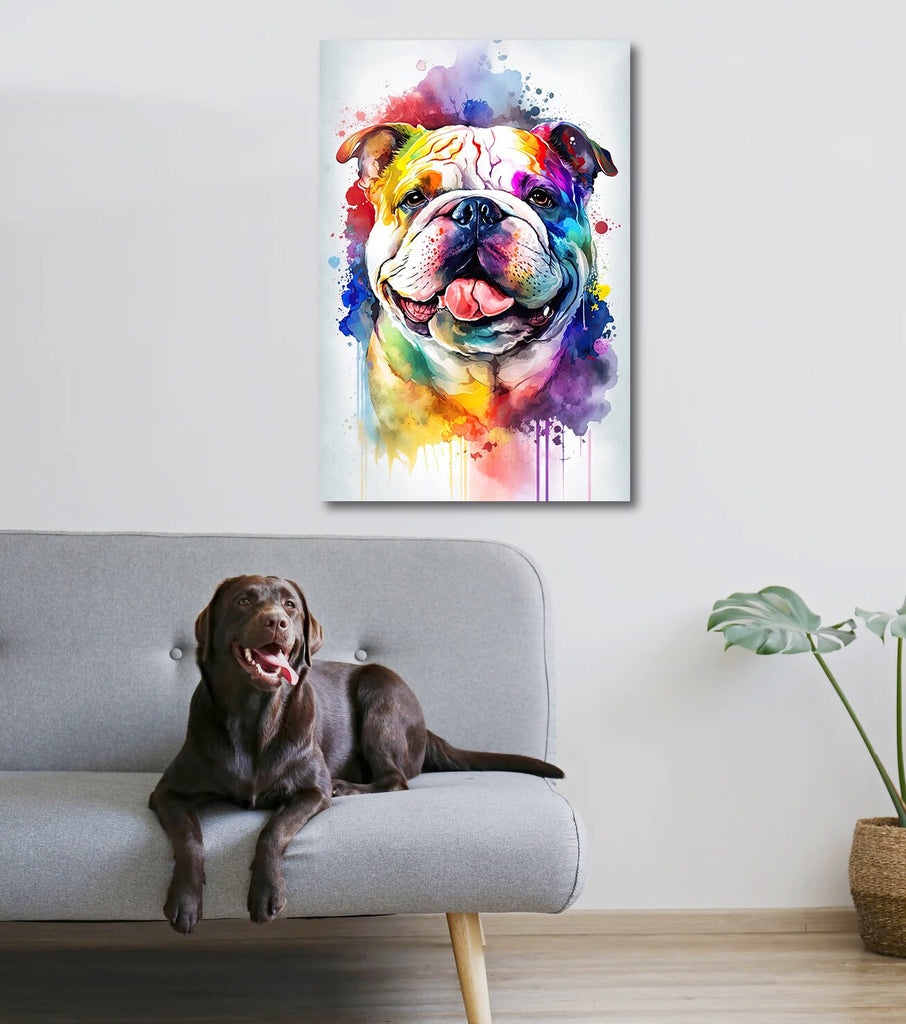 English Bulldog Art Pet Portrait Print Cute Pet Keepsake Dog Wall Art Gift For Pet Lovers Dog Portrait Decor