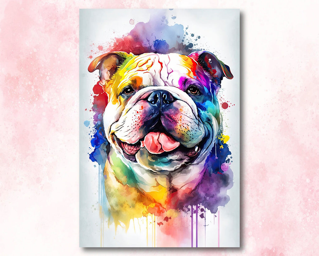 English Bulldog Art Pet Portrait Print Cute Pet Keepsake Dog Wall Art Gift For Pet Lovers Dog Portrait Decor