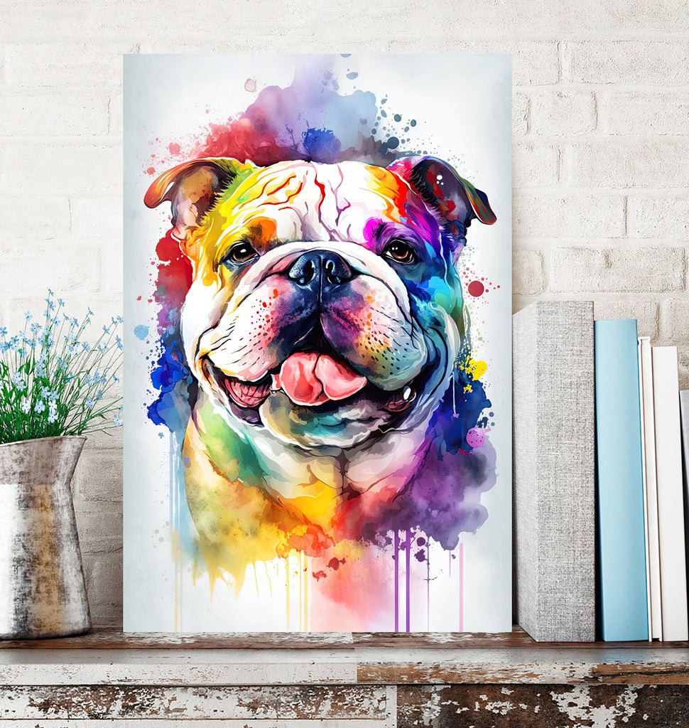 English Bulldog Art Pet Portrait Print Cute Pet Keepsake Dog Wall Art Gift For Pet Lovers Dog Portrait Decor