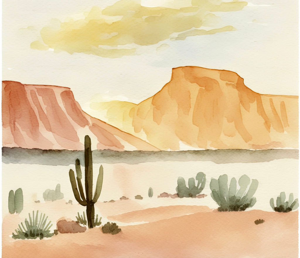 Minimalist Sonoran Desert Cactus Wall Art Southwest Nature Inspired Watercolor Print Western Boho Decor Southwestern Landscape Painting Gift