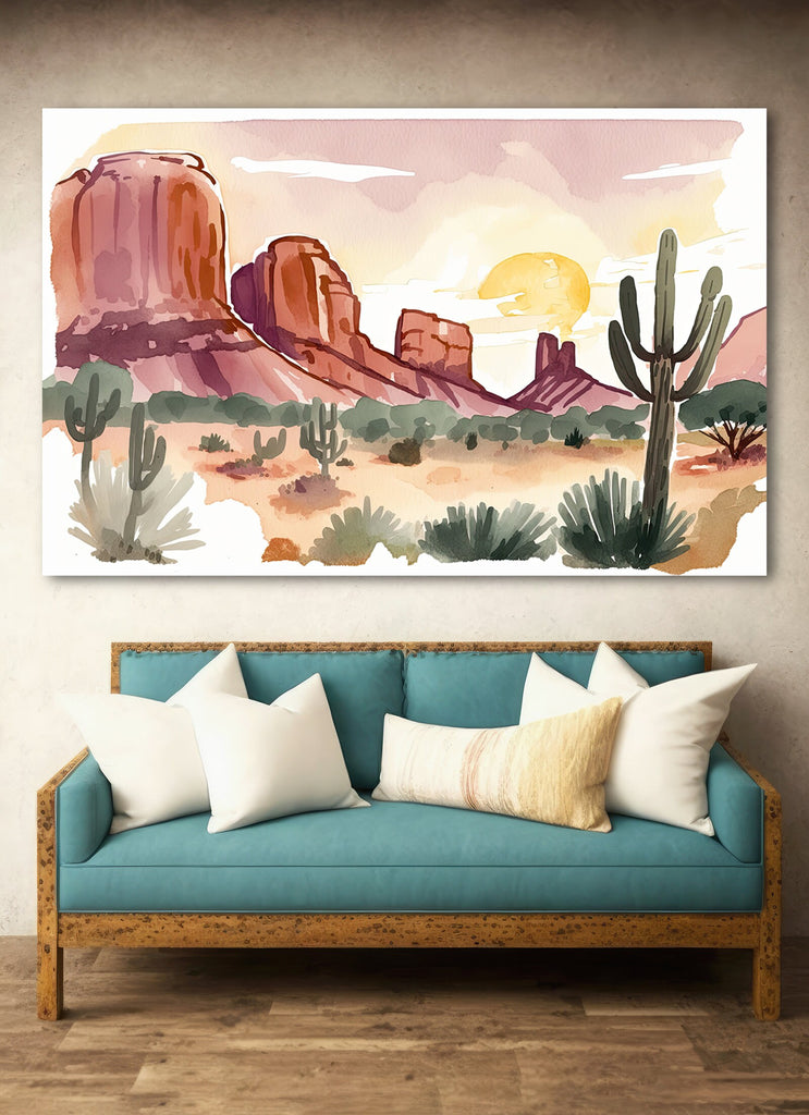 Minimalist Sedona Arizona Desert Wall Art Print Southwest Nature Inspired Watercolor Landscape Painting Western Boho Decor Southwestern Gift