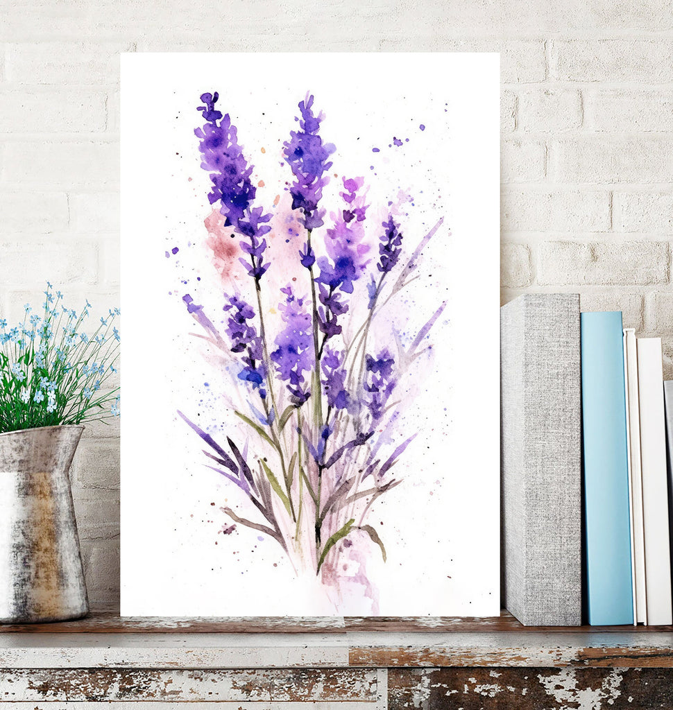 Minimalist Lavender Flower Bouquet Wall Art Cottagecore Decor Wildflower Painting Floral Nature Inspired Botanical Farmhouse Kitchen Print