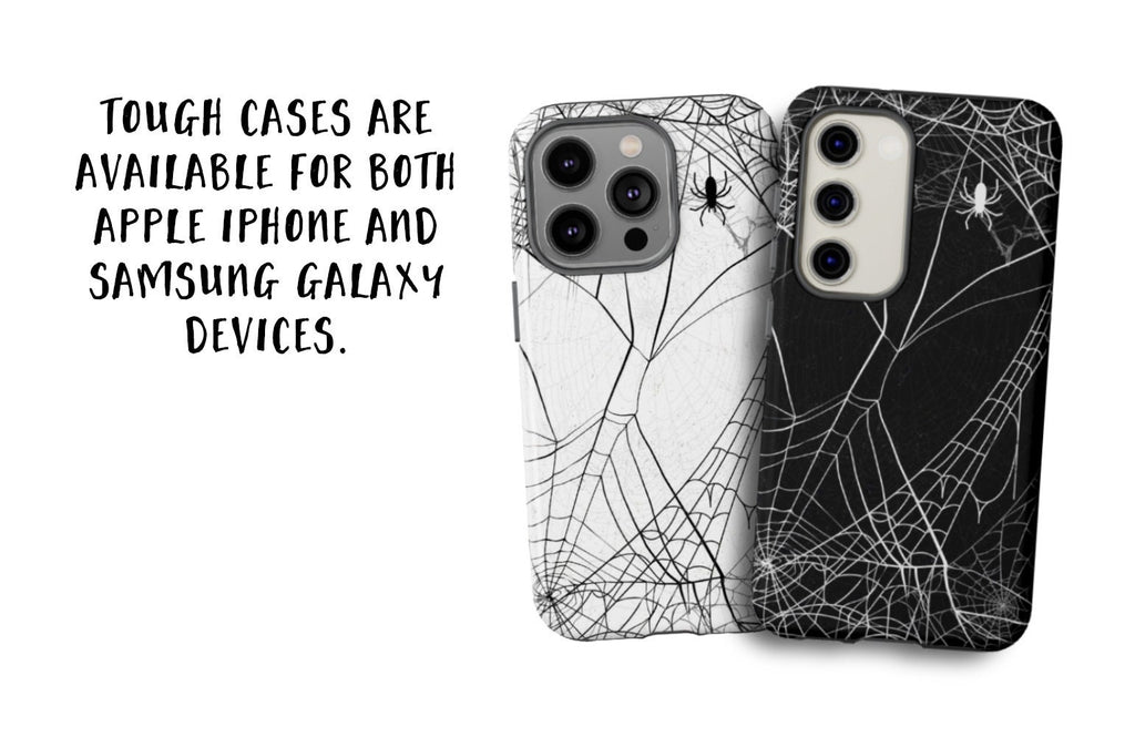 Spooky Spider Web Phone Case, Halloween Samsung and iPhone 14 13 12 11 Pro XR Case, Spooky Hard Tough Phone Cover