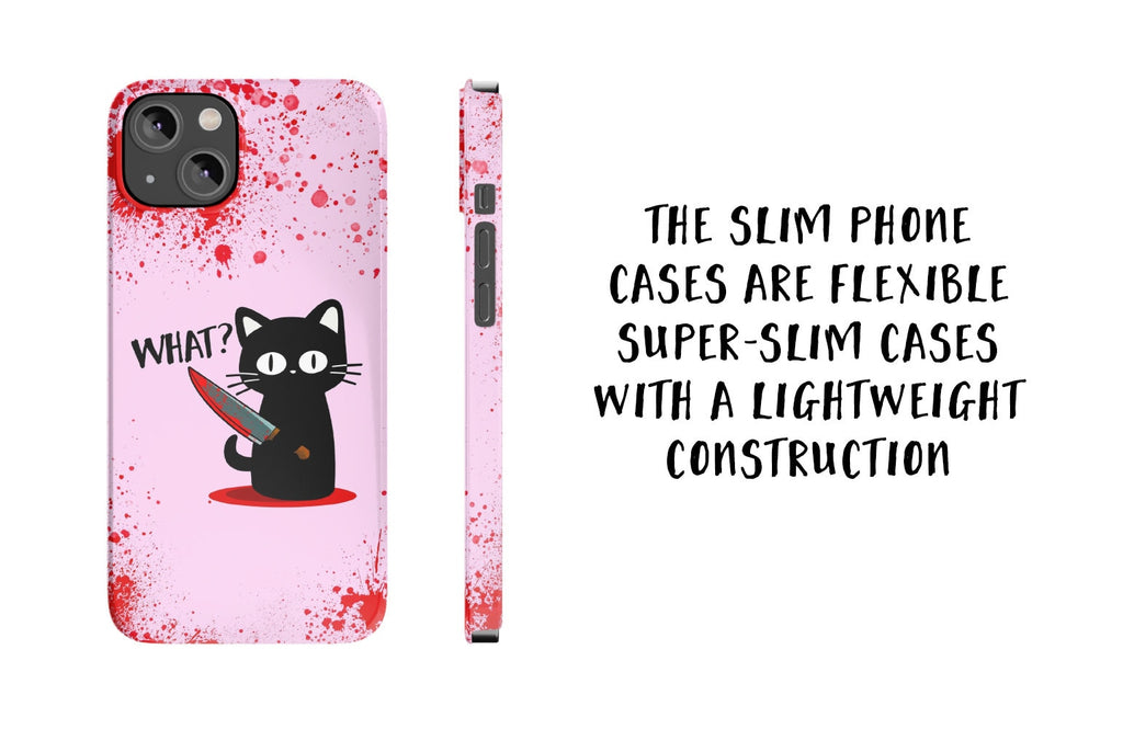 Murder Cat Custom Halloween iPhone Case 14 13 12 11 Pro XR Case, Funny Black Cat Meme, Hard Tough Cover, Cat Lover Gift For Her
