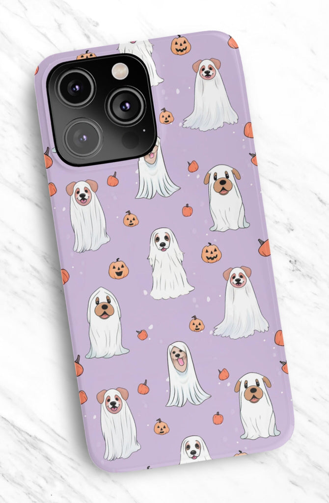 Ghost Dogs Halloween Phone Case, iPhone 14 13 12 11 Pro XR Case, Spooky Cute iPhone Hard Tough Cover, Dog Lover Gift