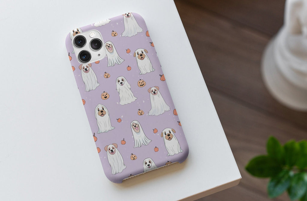 Ghost Dogs Halloween Phone Case, iPhone 14 13 12 11 Pro XR Case, Spooky Cute iPhone Hard Tough Cover, Dog Lover Gift