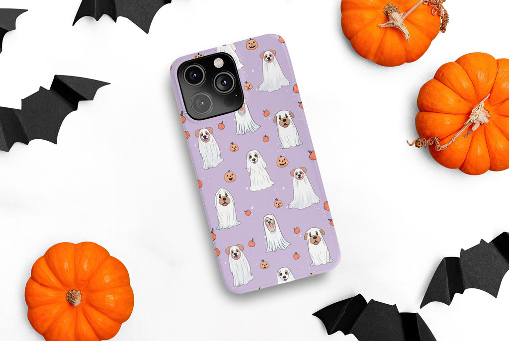 Ghost Dogs Halloween Phone Case, iPhone 14 13 12 11 Pro XR Case, Spooky Cute iPhone Hard Tough Cover, Dog Lover Gift