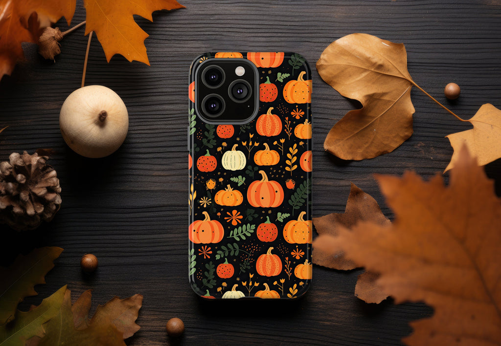 Halloween Pumpkins Phone Case, Autumn Fall iPhone 14 13 12 11 Pro XR Case, Seasonal iPhone Hard Tough Cover, Fall Lover Gift