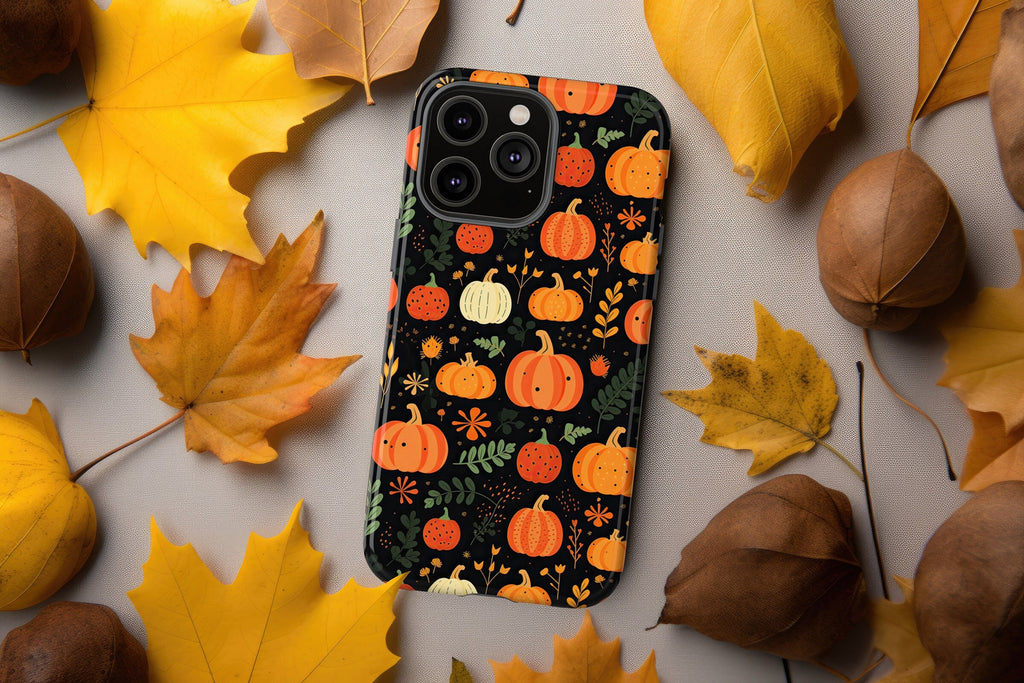 Halloween Pumpkins Phone Case, Autumn Fall iPhone 14 13 12 11 Pro XR Case, Seasonal iPhone Hard Tough Cover, Fall Lover Gift