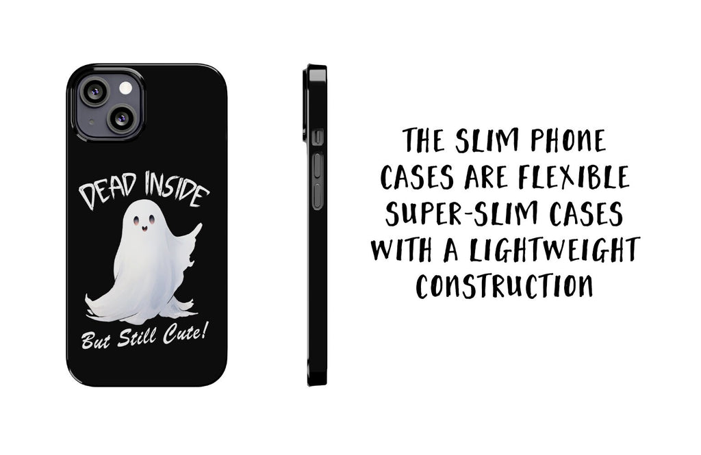 Ghost Halloween Phone Case, Spooky Kawaii iPhone 14 13 12 11 Pro XR Case, Cute Dead Inside Hard Tough Cover Funny Gift
