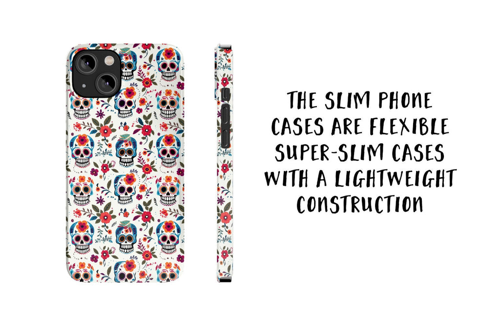 Day of the Dead Sugar Skull Phone Case, Día de los Muertos iPhone 14 13 12 11 Pro XR Case, Calavera Hard Tough Cover, Mexican Folk Art Gift