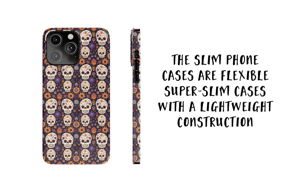 Day of the Dead Sugar Skull iPhone Case 14 13 12 11 Pro XR, Día de los Muertos Calavera, Hard Tough Cover, Mexican Folk Art Gift