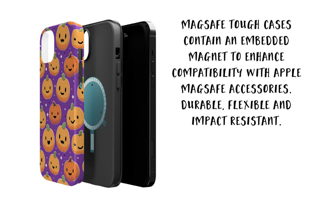 Jack o Lantern Pumpkins Kawaii Halloween iPhone Case, 14 Pro 13 12 11 XR, Cute Seasonal Fall iPhone Hard Tough Cover, Fall Lover Gift