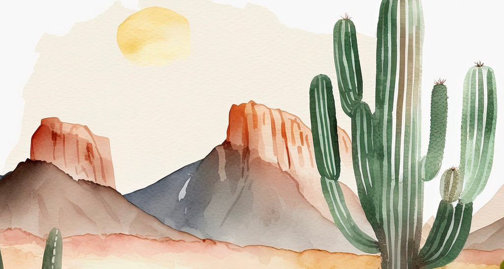 Minimalist Sonoran Desert Cactus Wall Art Southwest Nature Inspired Watercolor Print Western Boho Decor Southwestern Landscape Painting Gift