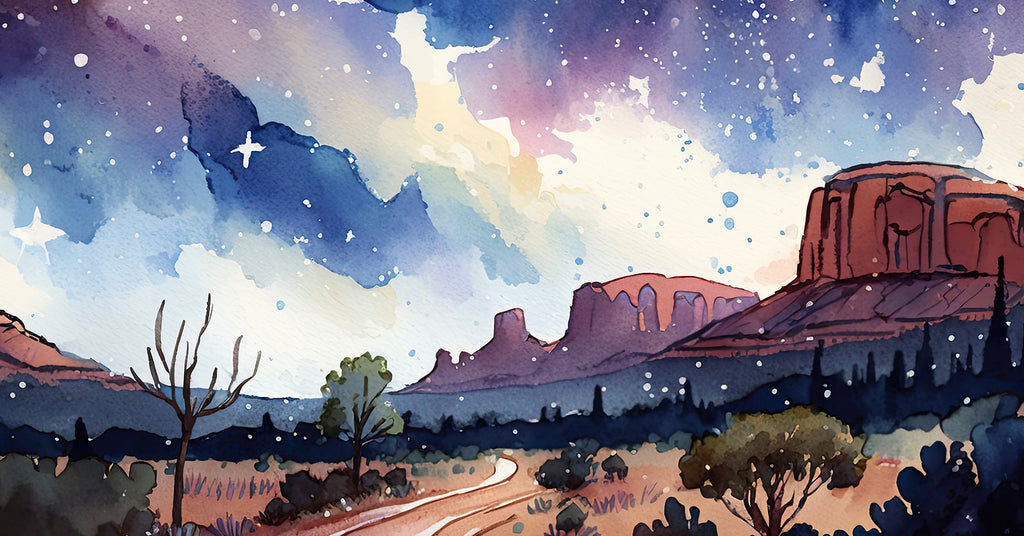 Watercolor Sedona Milky Way Sonoran Art Print Arizona Desert Wall Art Landscape Gift Starry Night Sky Southwestern Decor