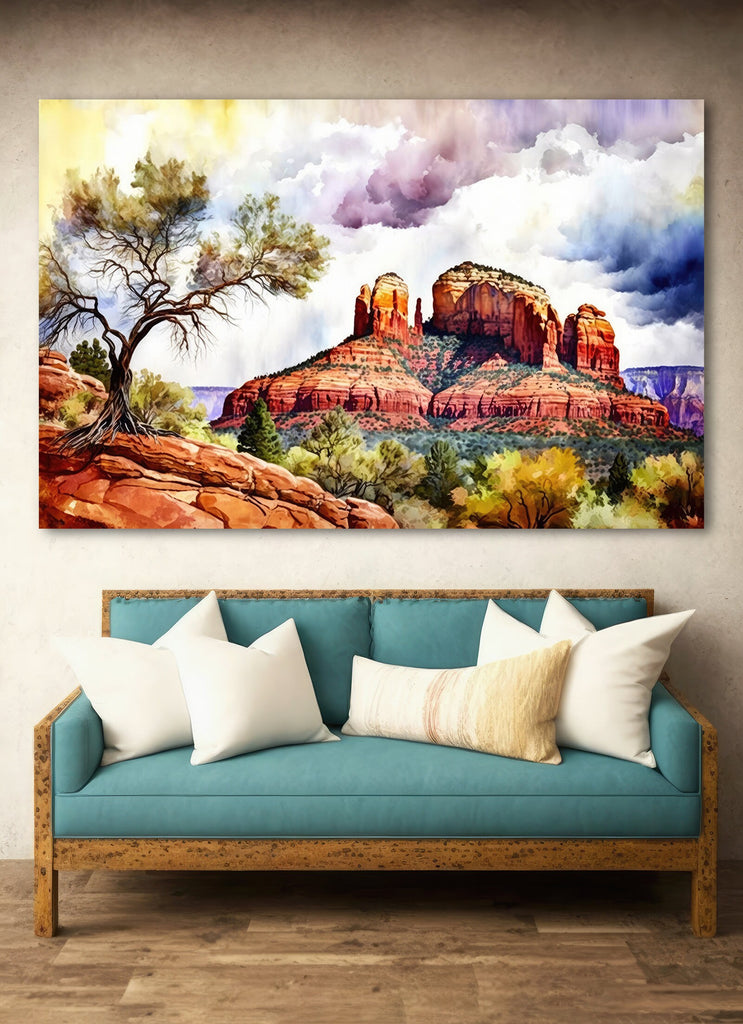 Watercolor Sedona Print Arizona Southwest Wall Art Landscape Art Gift Desert Home Western Decor