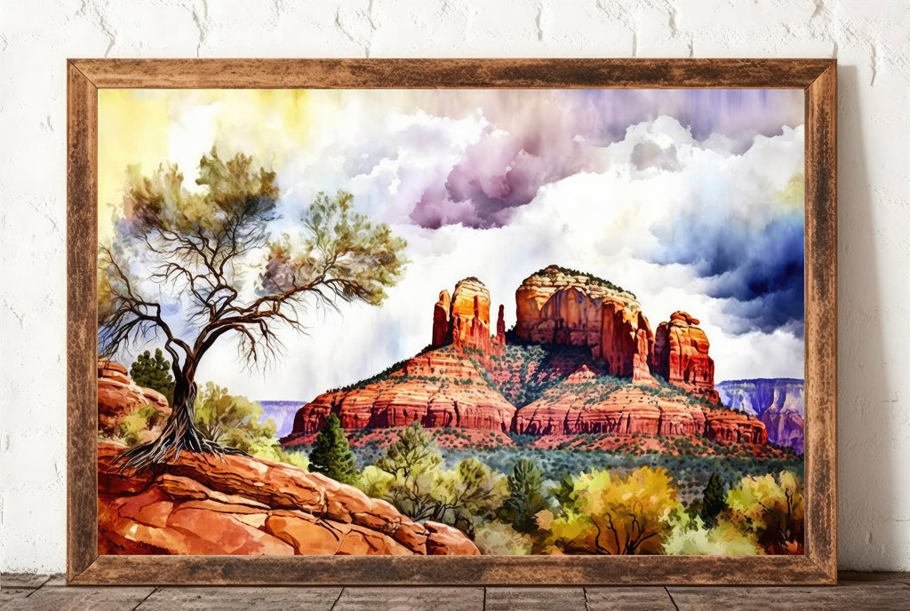 Watercolor Sedona Print Arizona Southwest Wall Art Landscape Art Gift Desert Home Western Decor