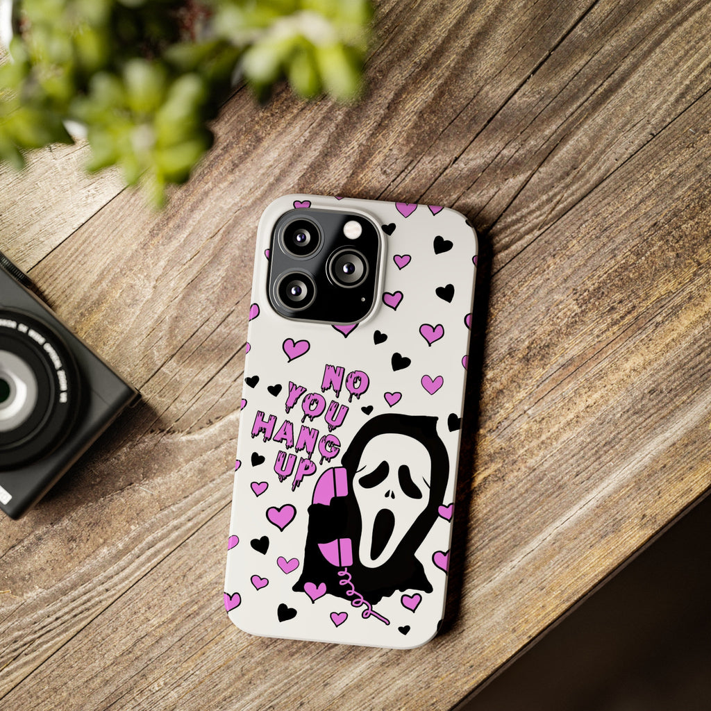 Scream Ghostface No You Hang Horror iPhone Case 14 13 12 11 Pro XR, Spooky Halloween Hard Tough Cover, Funny Scary Movie Gift