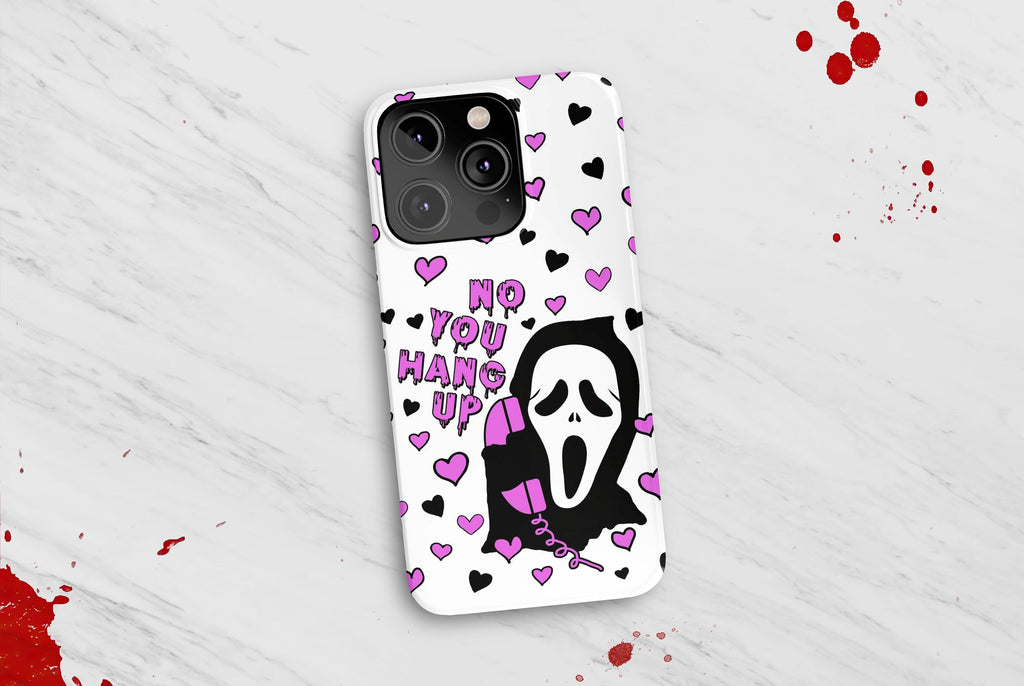 Scream Ghostface No You Hang Horror iPhone Case 14 13 12 11 Pro XR, Spooky Halloween Hard Tough Cover, Funny Scary Movie Gift