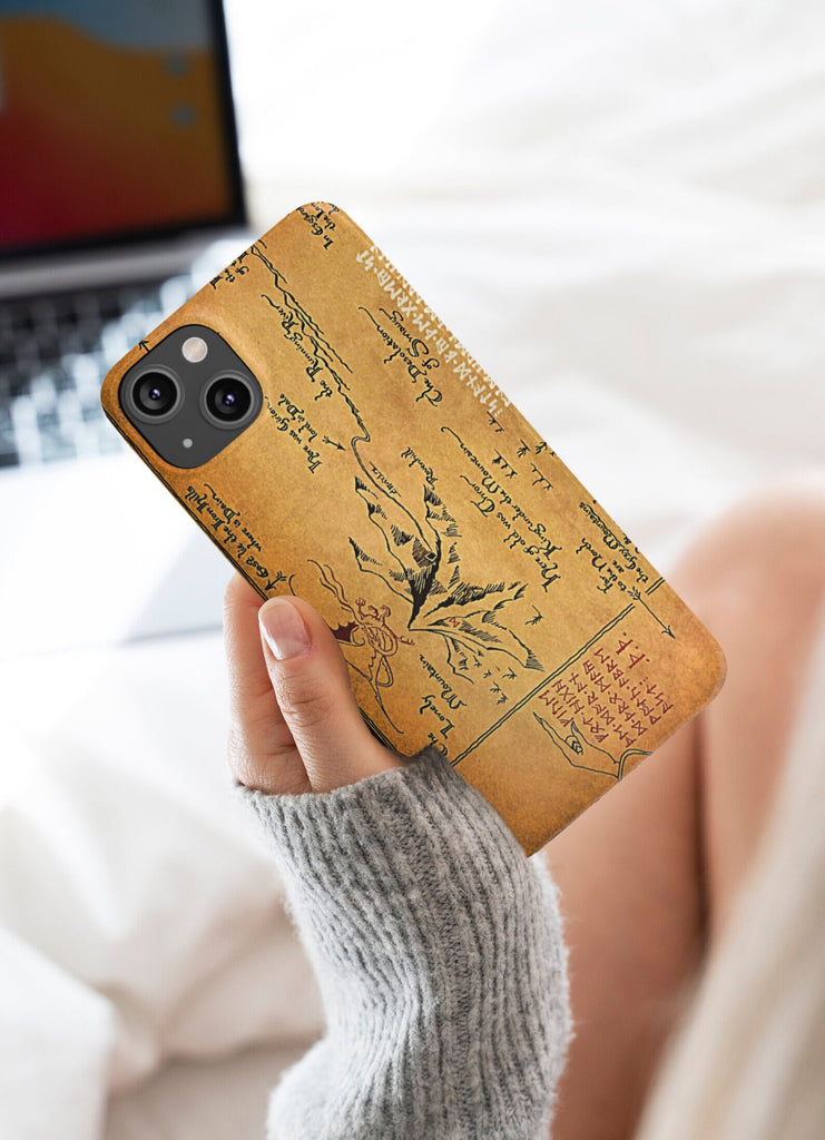 Hobbit Map Lord of the Rings iPhone Case 14 13 12 11 Pro XR, LOTR Middle Earth Hard Tough Cover, Tolkien Fantasy Gift