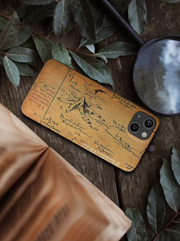 Hobbit Map Lord of the Rings iPhone Case 14 13 12 11 Pro XR, LOTR Middle Earth Hard Tough Cover, Tolkien Fantasy Gift