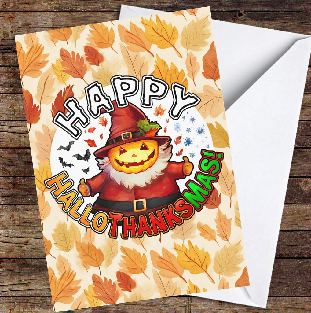 Happy HalloThanksMas Cards, Halloween Christmas Thanksgiving Fall Holiday Season Greeting Card - 5x7 inches in Packs of 1, 10, 30, and 50pcs