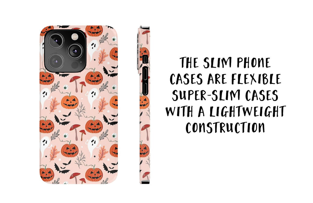 Halloween Ghosts Jack o Lantern iPhone Case 14 13 12 11 Pro XR, Spooky Cute Hard Tough Protective Cover Case