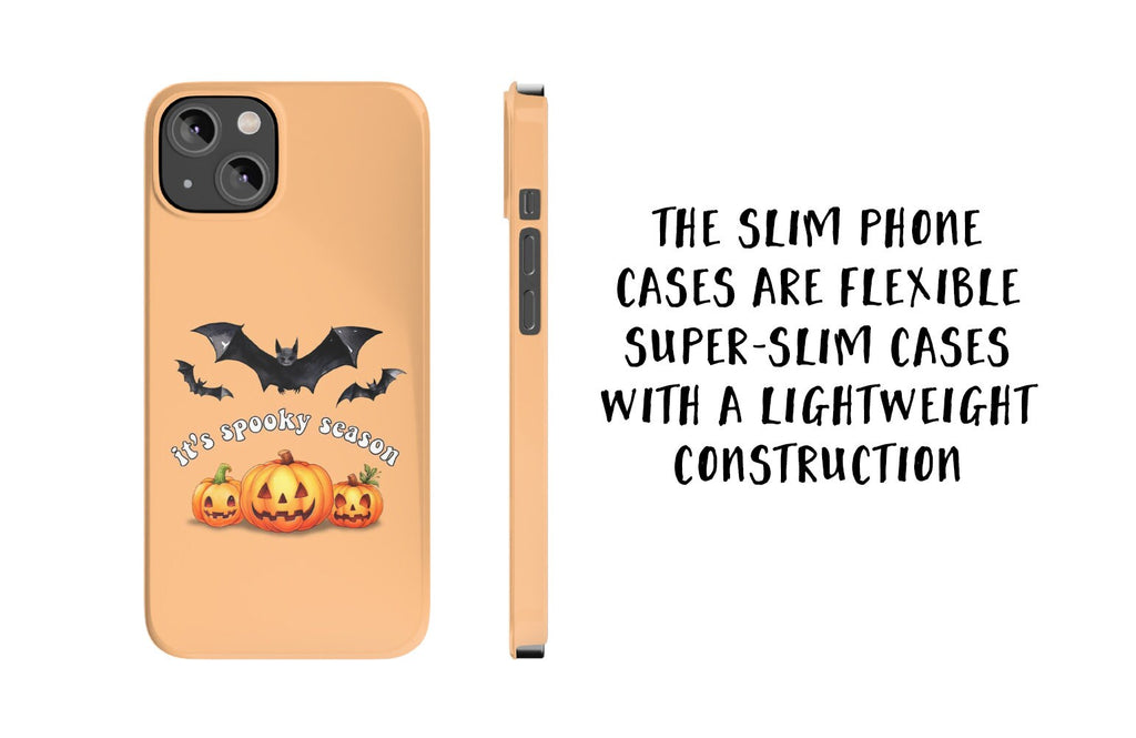 Halloween Spooky Season iPhone Case 14 13 12 11 Pro XR, Bat and Jack o Lantern Pumpkins, Hard Tough Protective Cover Case