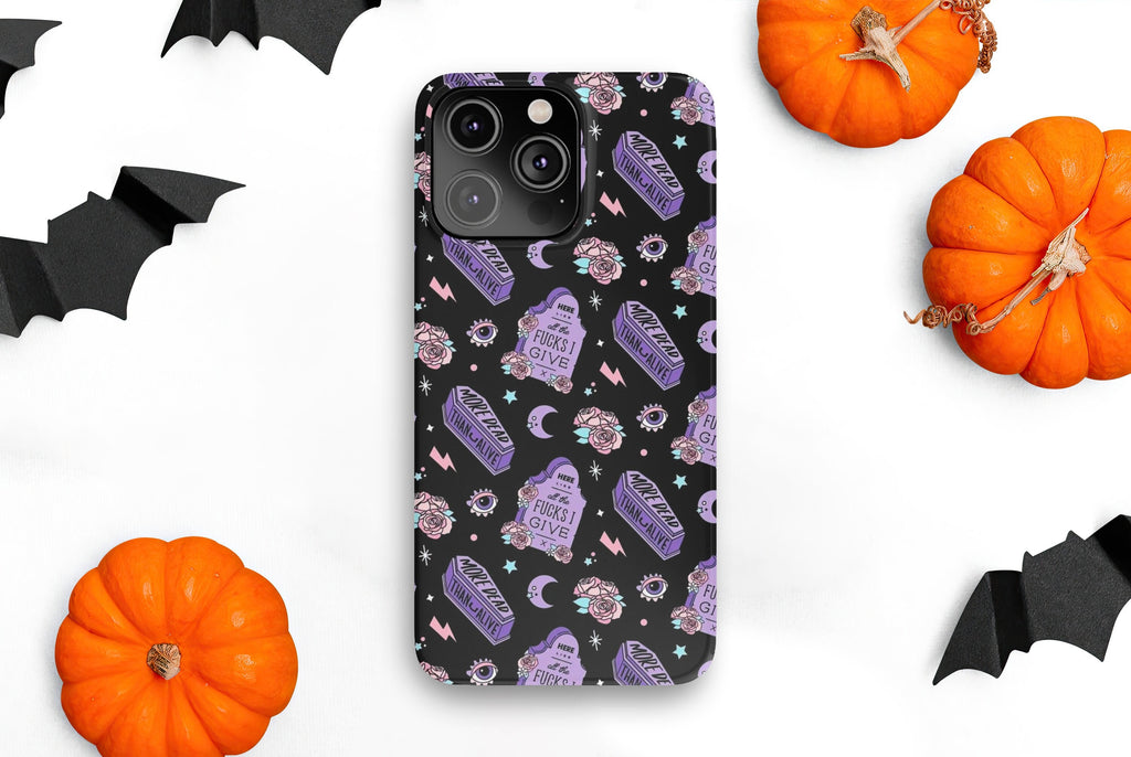 Halloween Graveyard iPhone Case 14 13 12 11 Pro XR, Funny Goth Spooky Hard Tough Protective Cover Case