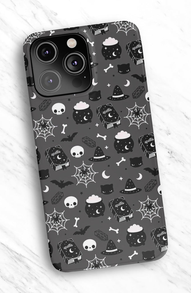 Halloween Witchy Spooky Cute iPhone Case 14 13 12 11 Pro XR, Gothic Hard Tough Protective Cover Case