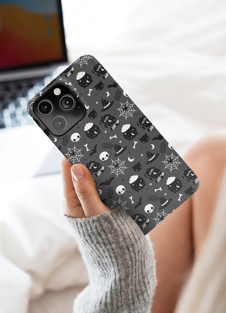 Halloween Witchy Spooky Cute iPhone Case 14 13 12 11 Pro XR, Gothic Hard Tough Protective Cover Case