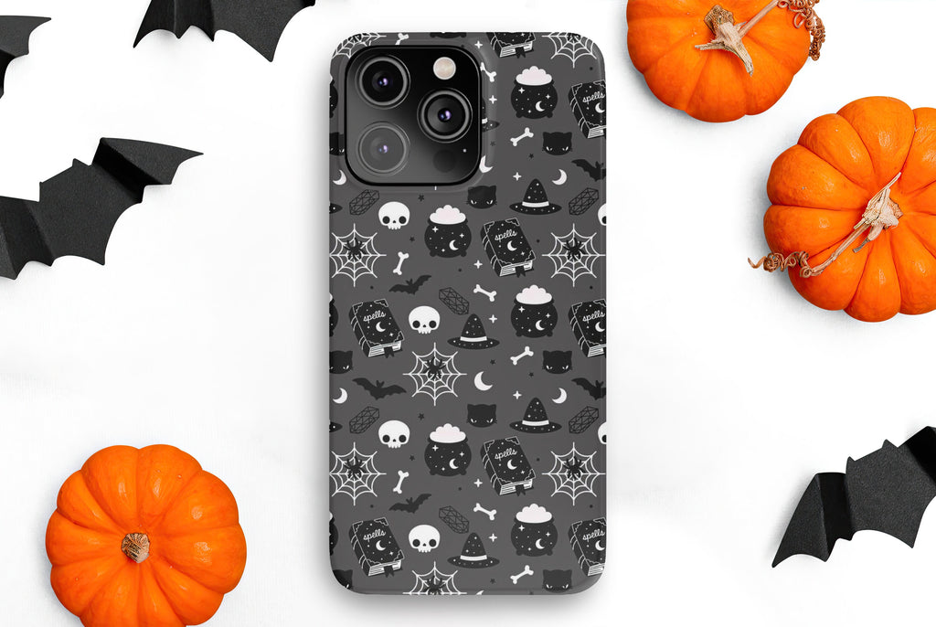 Halloween Witchy Spooky Cute iPhone Case 14 13 12 11 Pro XR, Gothic Hard Tough Protective Cover Case
