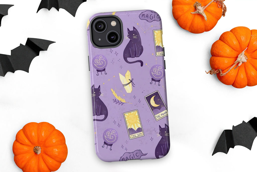 Halloween Witchy Spooky Cute iPhone Case 14 13 12 11 Pro XR, Gothic Hard Tough Protective Cover Case