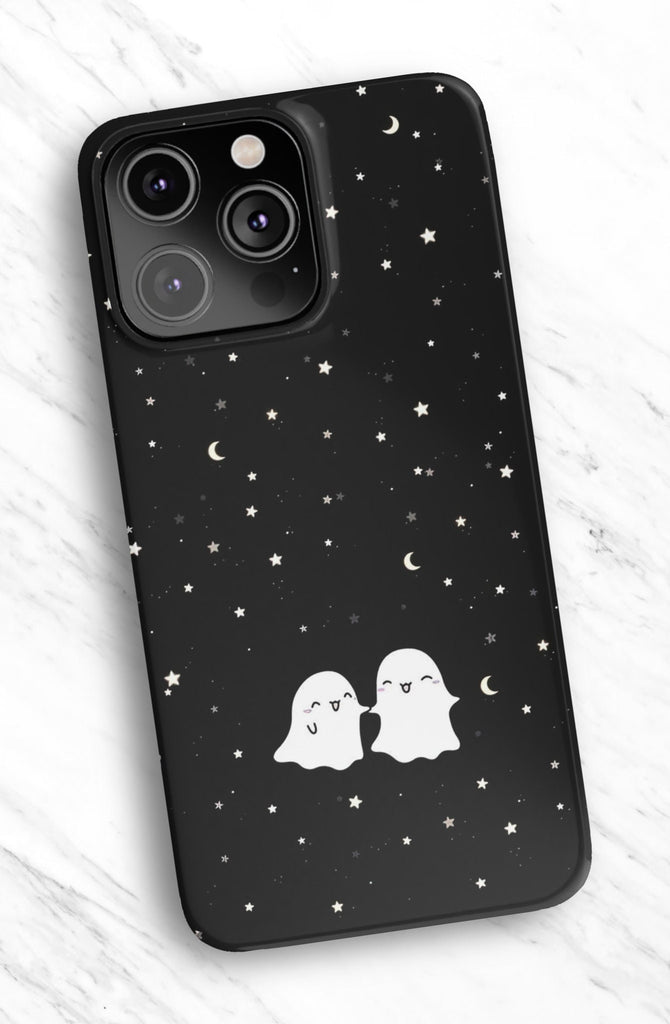 Halloween Kawaii Ghost iPhone Case 14 13 12 11 Pro XR, Spooky Cute Hard Tough Protective Cover Case
