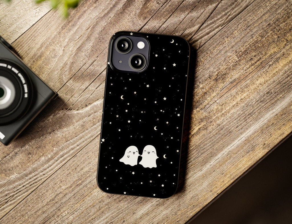 Halloween Kawaii Ghost iPhone Case 14 13 12 11 Pro XR, Spooky Cute Hard Tough Protective Cover Case