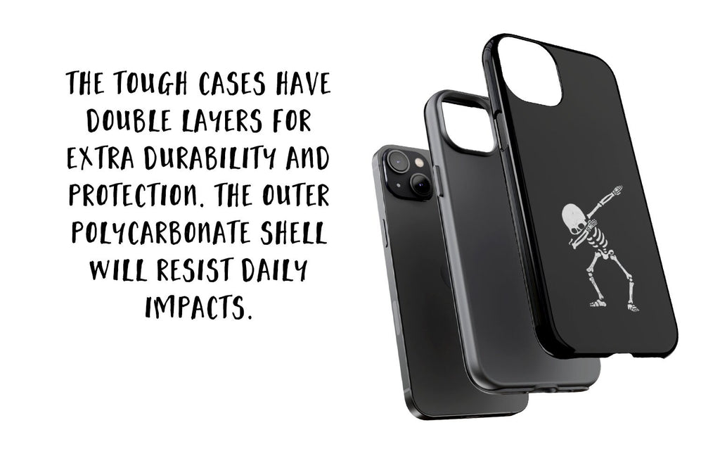 Halloween Skeleton iPhone Case 14 13 12 11 Pro XR, Spooky Cute Goth Hard Tough Protective Cover Case