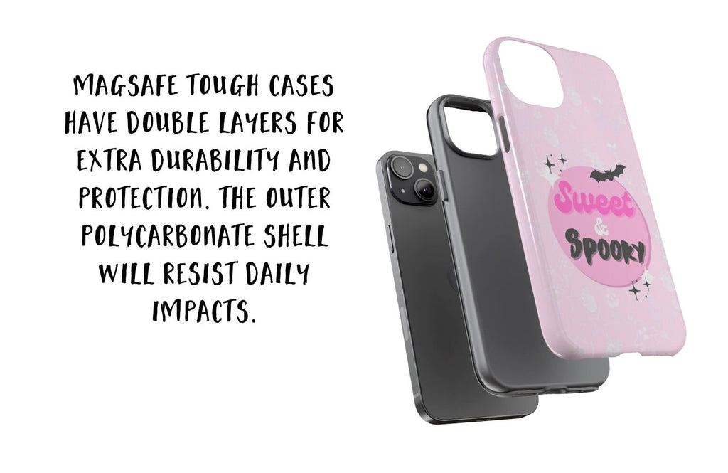 Halloween Sweet & Spooky iPhone Case 14 13 12 11 Pro XR, Cute Pink Halloween Candy Hard Tough Protective Cover Case