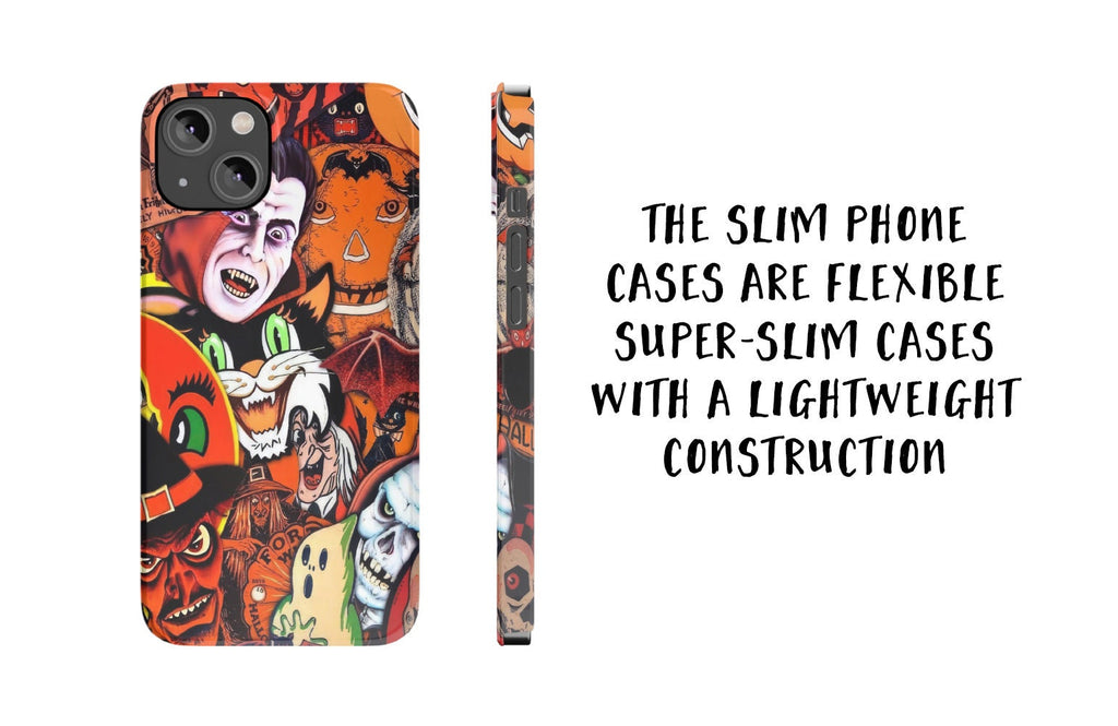Halloween Vintage Collage iPhone Case 14 13 12 11 Pro XR, Retro Spooky Hard Tough Protective Cover Case