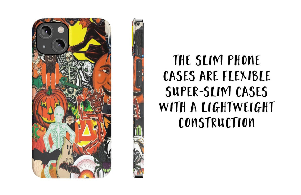 Halloween Vintage Collage iPhone Case 14 13 12 11 Pro XR, Retro Spooky Hard Tough Protective Cover Case