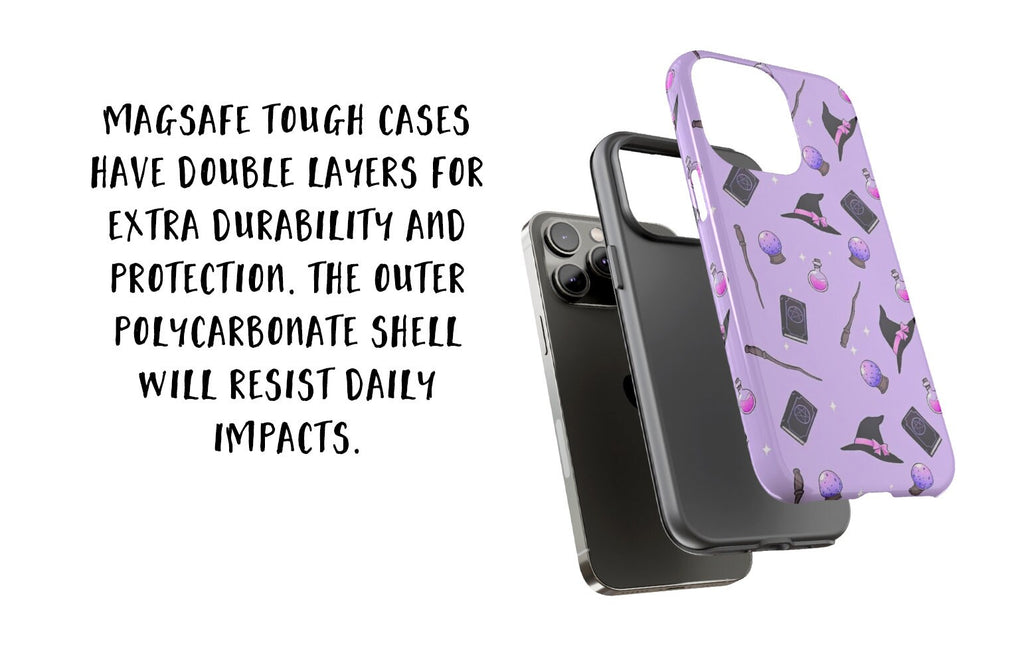 Halloween Witchy Spooky Cute iPhone Case 14 13 12 11 Pro XR, Magic Wizard Hard Tough Protective Cover Case