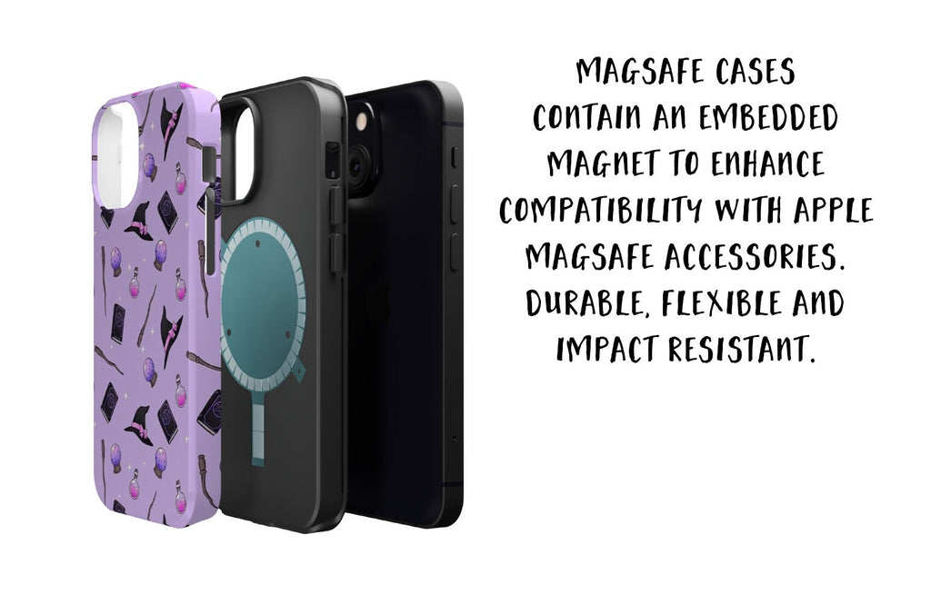 Halloween Witchy Spooky Cute iPhone Case 14 13 12 11 Pro XR, Magic Wizard Hard Tough Protective Cover Case